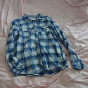 Weatherproof Vintage Blue Plaid Flannel Shirt